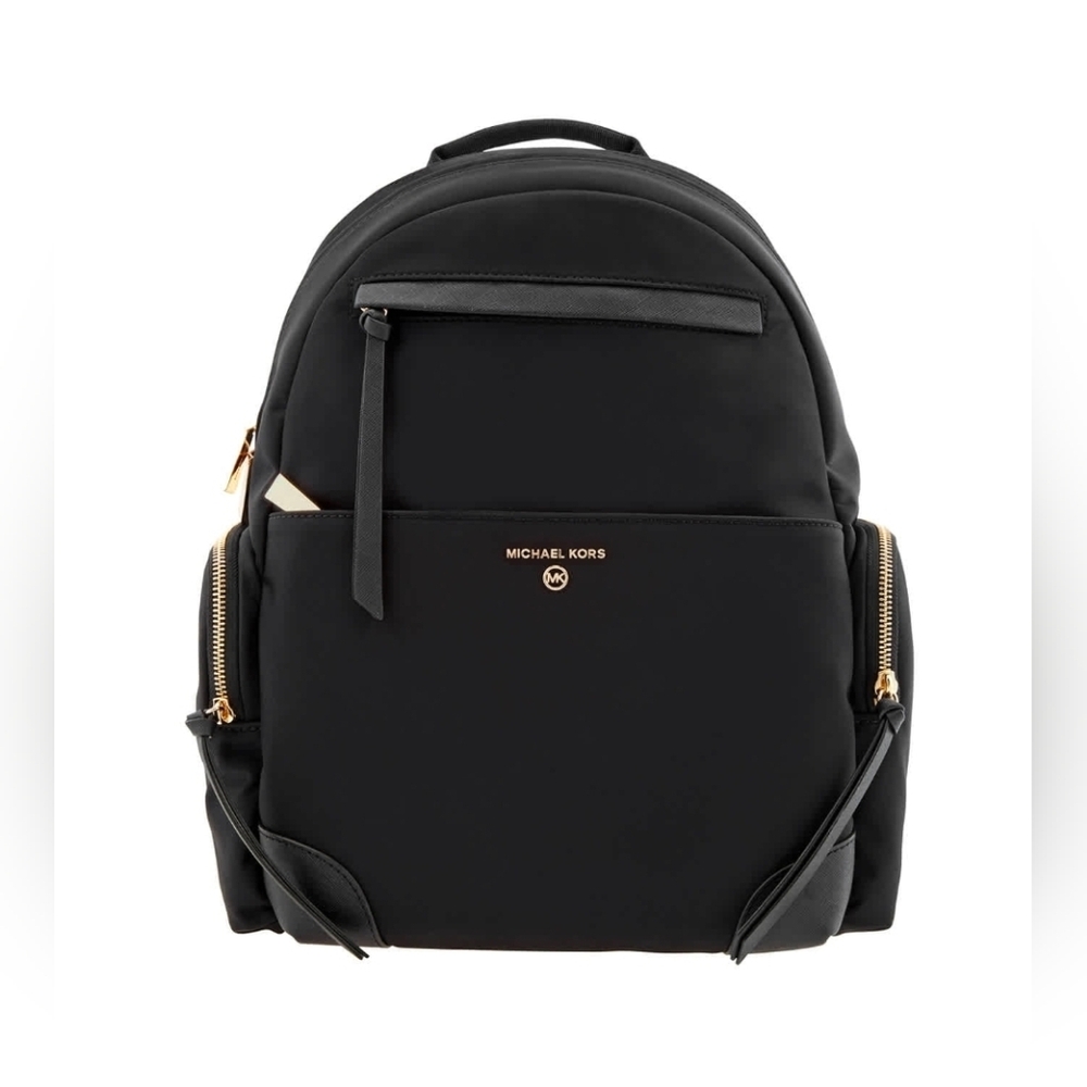 Michael Kors Black and Gold Nylon Backpack (NWOT)